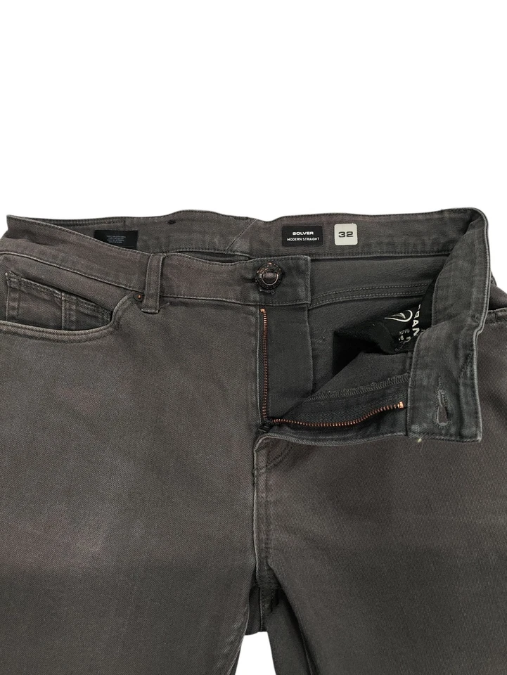 Volcom Solver Jeans Men's Size 33W 31L Grey Denim Modern Straight Stretch - Image 3 of 4