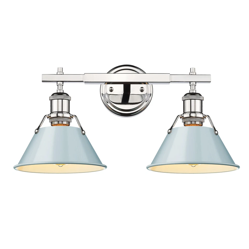 Luz de tocador Golden Lighting 3306-BA2 CH Orwell 2 luces 18"W - cromo/pino Foto 2 de 4