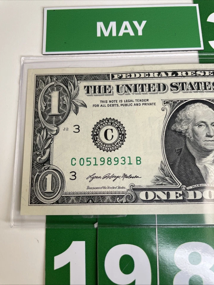 Birthday Note MAY 31 1989 Almost UNCIRCULATED CONDITION $1 Dollar Bill Fancy 💵 - Image 2 of 4
