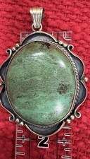 Gorgeous Native American Handmade Sterling Silver Turquoise Pendant 1/2” Bale