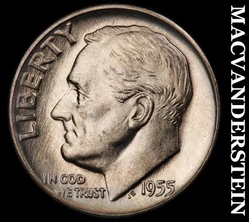 1955-D Roosevelt Dime- Silver- Choice Gem Brilliant Uncirculated Luster #J2110