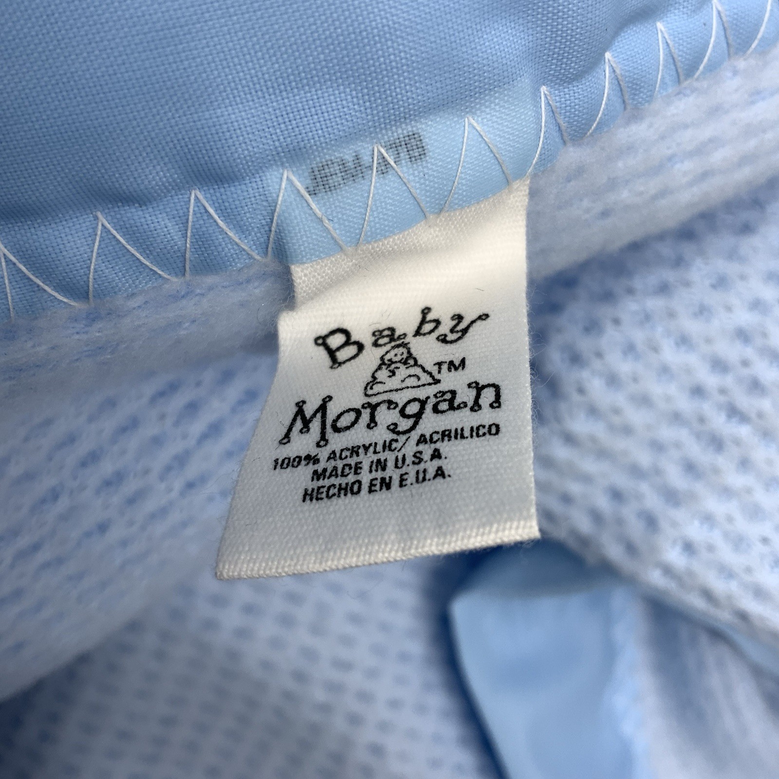Vtg Baby Morgan Blue Acrylic Soft Waffle Weave Baby Crib Blanket 52x39 USA Made