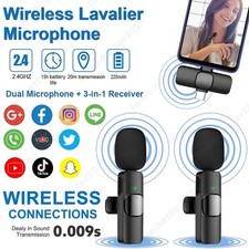 Wireless Lavalier Microphone Vlog Live Stream Mic For Phone Android iPhone ipad