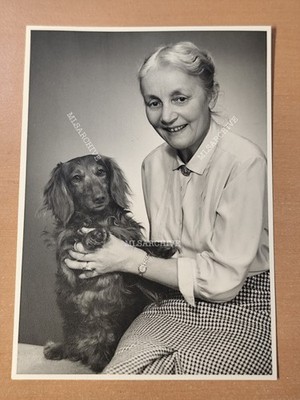 Postkarte Foto  Hund Dackel Teckel Dachshund Frau Dog F12