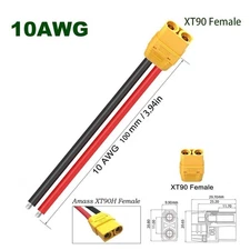 10 AWG XT90 FEMALE Connector Terminal Extension Ebike Li-Ion Battery Cable Wire