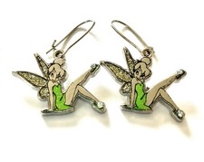 Tinker Bell Pierced Dangle Rhinestone Earrings Disney