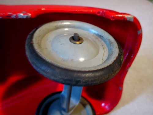 1940'S VINTAGE CAST ALUMINUM-FIRE EXT LADDER TRUCK-HOSE REEL-15" ANTIQUE TOY - Picture 11 of 20