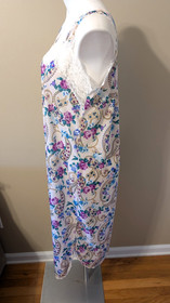 Vtg Carole Sleeveless Floral Purple Lace Sleep Dress Lingerie Gown NWOT-Small