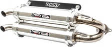 Brushed Stainless Stage 5 Dual Slip On Exhaust Trinity Racing TR-4152S