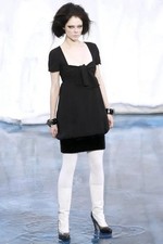 Authentic Chanel Runway Fall 2010 Silk Dress With Faux Fur Trim Size 38