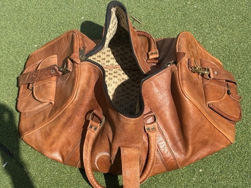 GROSSE VINTAGE ECHT HELLBRAUN LEDER REISETASCHE - Bild 17 von 18
