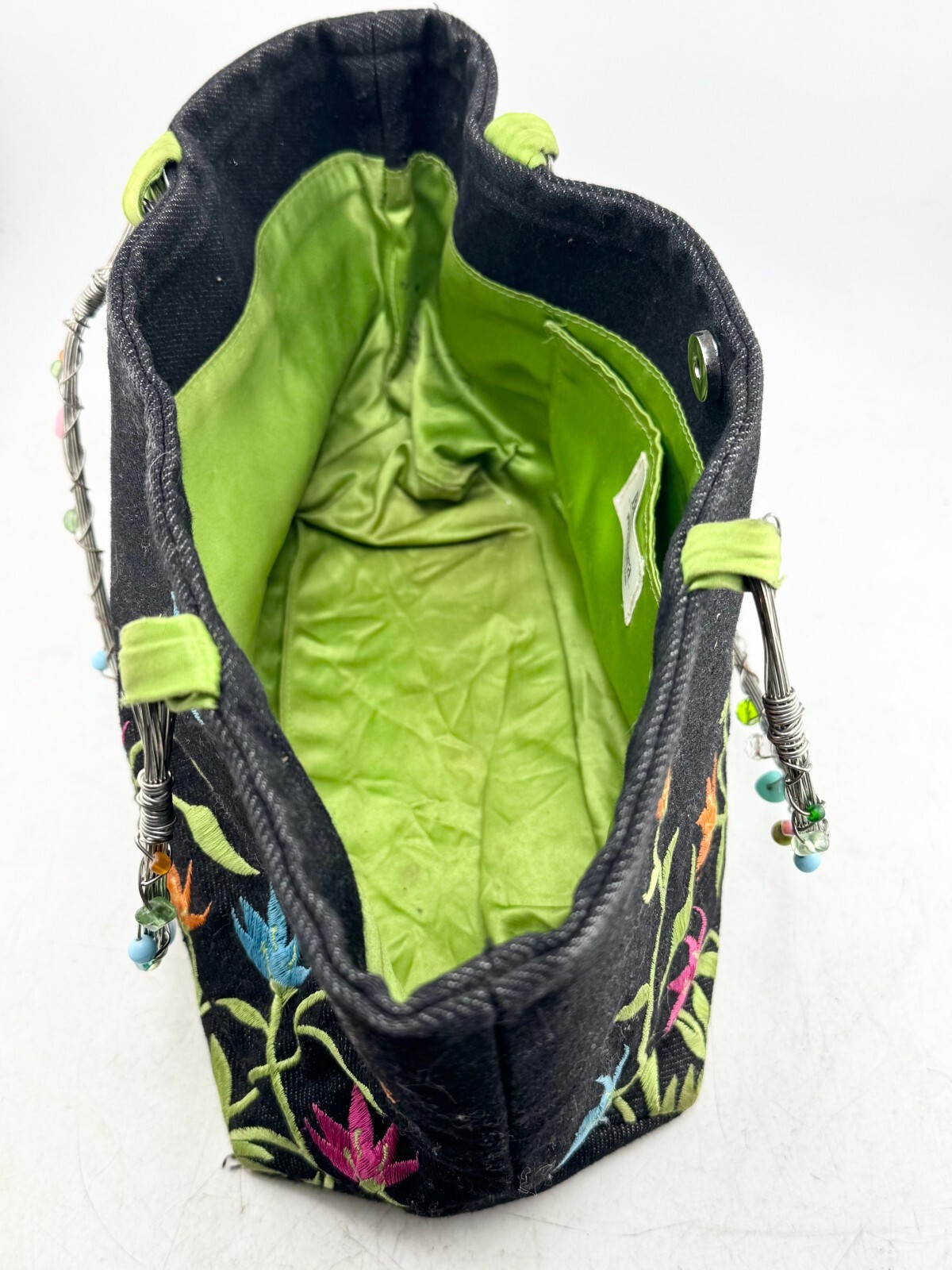 Brett Bara Denim Embroidered beaded purse handbag… - image 7