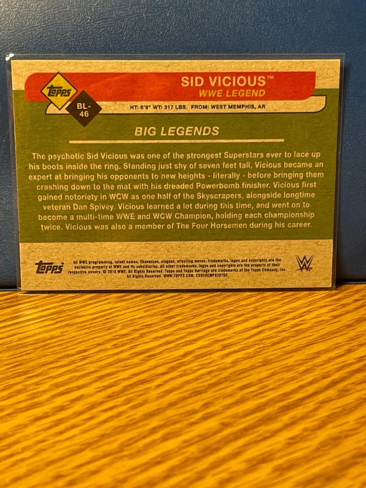2018 Topps WWE Heritage Sid Vicious Big Legends #BL-46 - Image 2 of 2