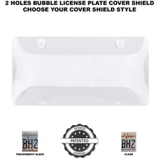 Universal Unbreakable License Plate Bubble Covers Two Holes Patented Design