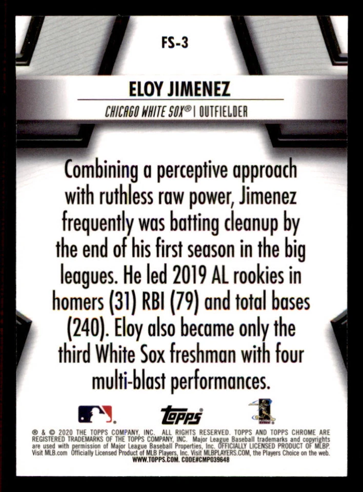 2020 Topps Chrome Future Stars #FS3 Eloy Jimenez - Image 2 of 2
