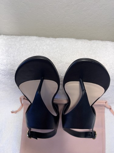 NEW Stuart Weitzman Sz 8.5 Santorini Black Leather Flat Thong Sandal Shoes - Picture 12 of 16
