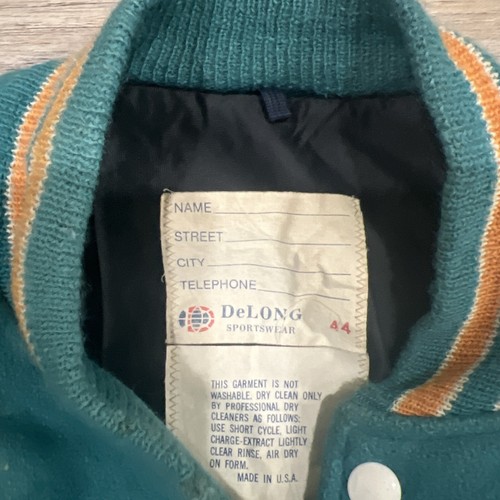 DeLong Miami Dolphins Varsity Jacket - Super bowl VII VIII Leather & Wool NFL - Picture 4 of 9