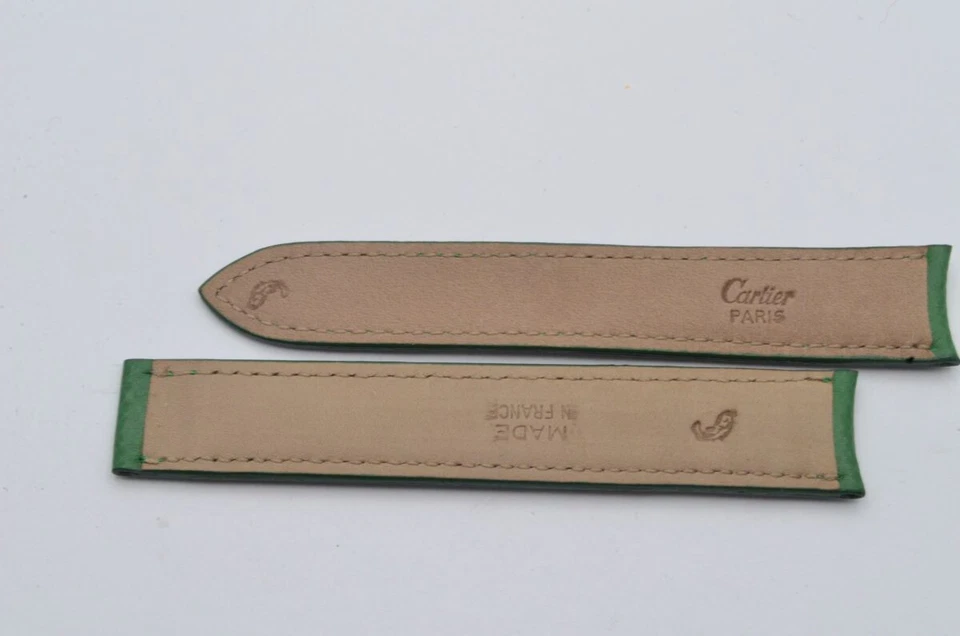 Pulsera Cartier Cuero de Becerro 17MM Cierre Plegable 16MM 17-16 Verde Foto 2 de 2