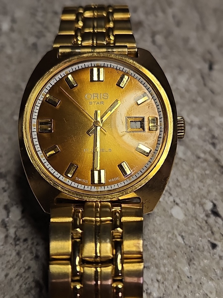 洋楽 L o r i G o l d Vintage ORIS Star Gold Plated Manual Watch L. Rare Gold Dial | eBay