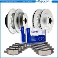 Front & Rear Drilled Slotted Brake Rotors & Pads for Jeep Grand Cherokee 4.0L V8