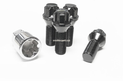 14x1.5 CONE SEAT BOLT LOCKS BLACK 1.55'' 40mm Long Thread Length AUDI MERCEDES VW