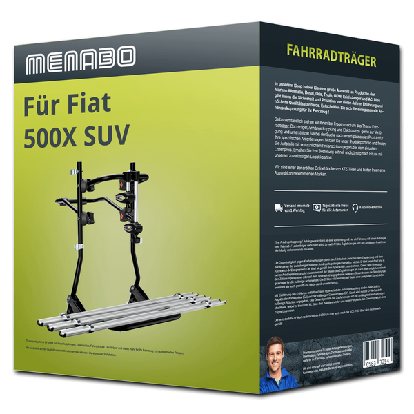 Menabo FahrradträGer Cobra Plus Schwarz/Silber FüR Fiat 500X SUV 334 - 3 RäDer-image
