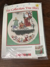 VTG Dimensions Toy Collection Tree Skirt Counted Cross Stitch 46" Diameter P