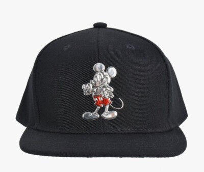 Disney 100 Mickey Mouse Snapback Hat Black Chrome Figure Skater Concept One NEW