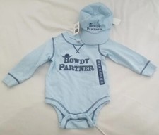 NWT Baby Gap Blue Cotton One Piece Romper With Hat 12-18M