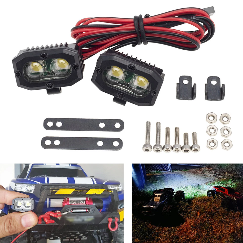 4PCS LED Headlight Roof Light Spotlight for 1/10 RC Crawler Axial SCX10 TRX4 Car - Image 3 of 4