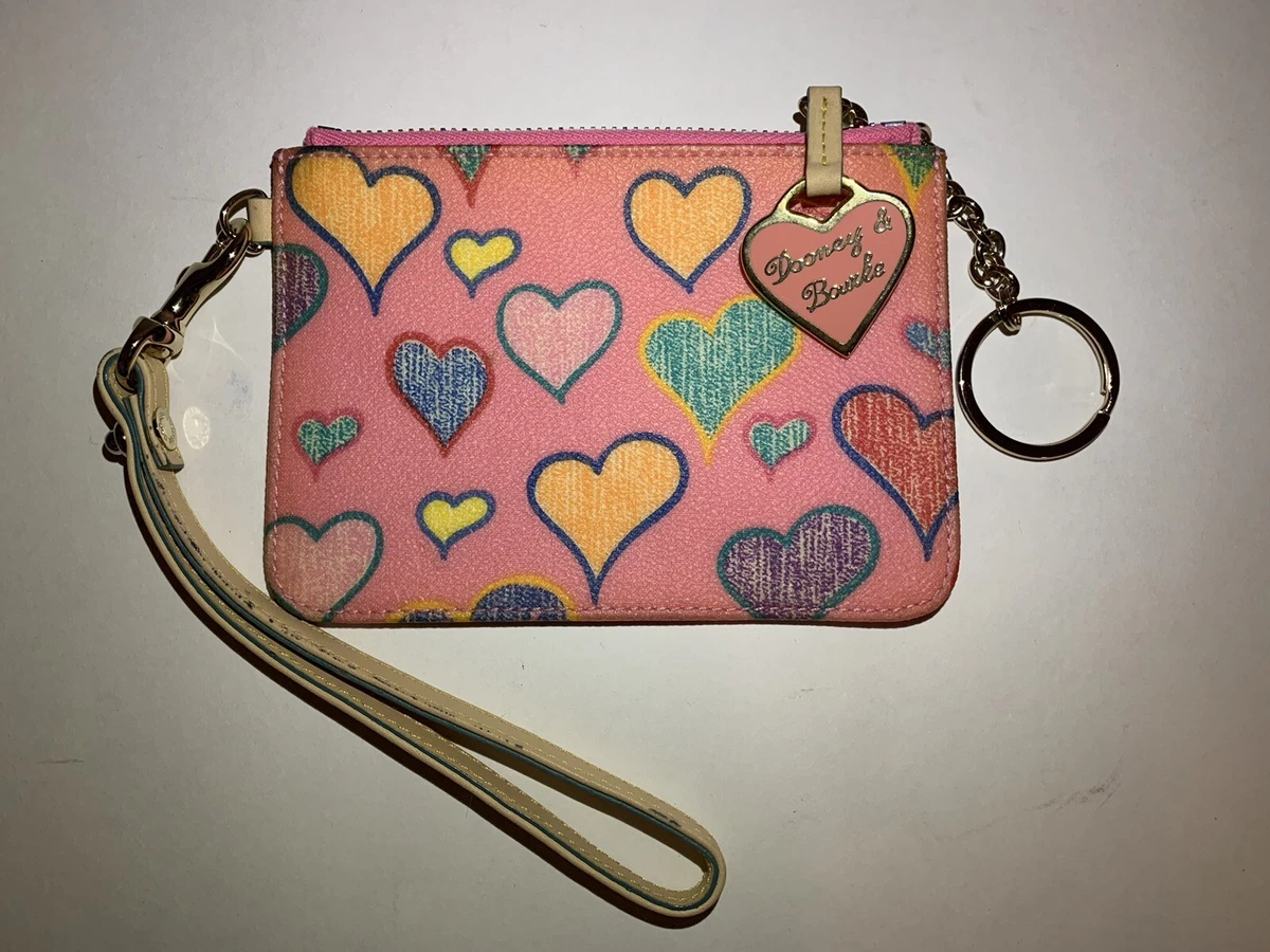 Dooney Bourke Clutch Change Purse Heart Key Chain Hang Tag