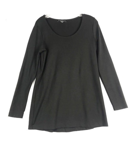 Bryn Walker T-Shirt Small Jersey Strick Modal Stretch Tunika Oberteil Schwarz Langarm
