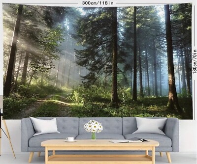 Natural Scenery Forest Tapestry - Tree Print Wall Hanging -79 inch L x 59 inch H