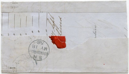 GB QV TWOPENNY BLUE EDINBURGH ROLLER POSTMARK 1858 to KELSO SG35 PH - Bild 2 von 5