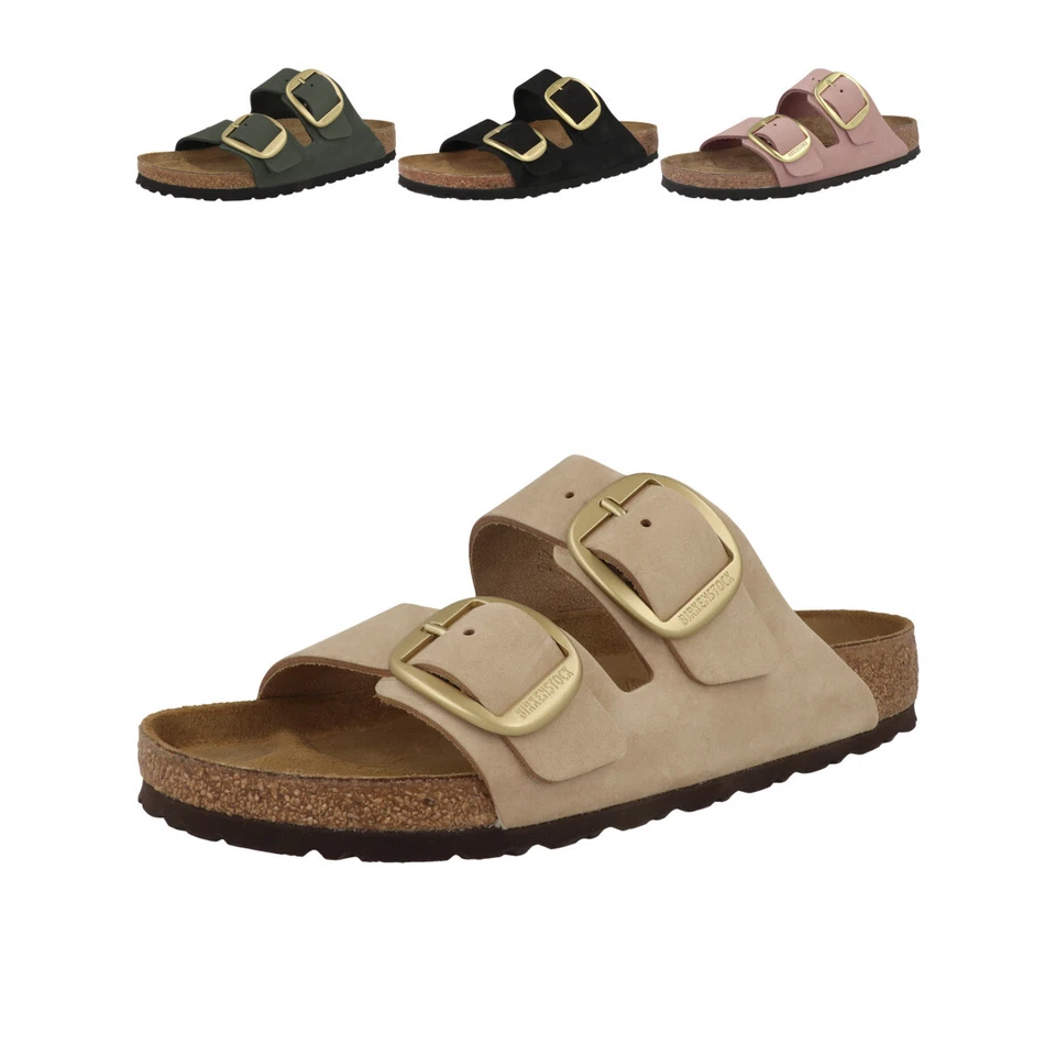 Birkenstock Arizona Big Buckle Nubukleder Sandale schmal Damen Hausschuhe