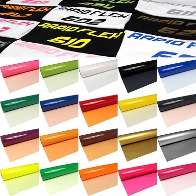 RAPID TECK Flex Folie 12€/m² Poli PU Bügelfolie 50cm x 1m Textil-Folie HTV Premium Folie