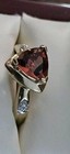  14k INDIA Stamped: Rusty Pink Gemstone W/2 Tested Diamonds; Sz 7 Ring 4.03grams — photo 8