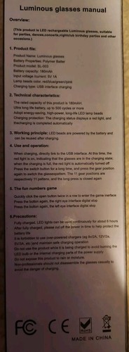 AINSKO USB Rechargable LED Luminous Glasses - NEW - 第 3/3 張圖片