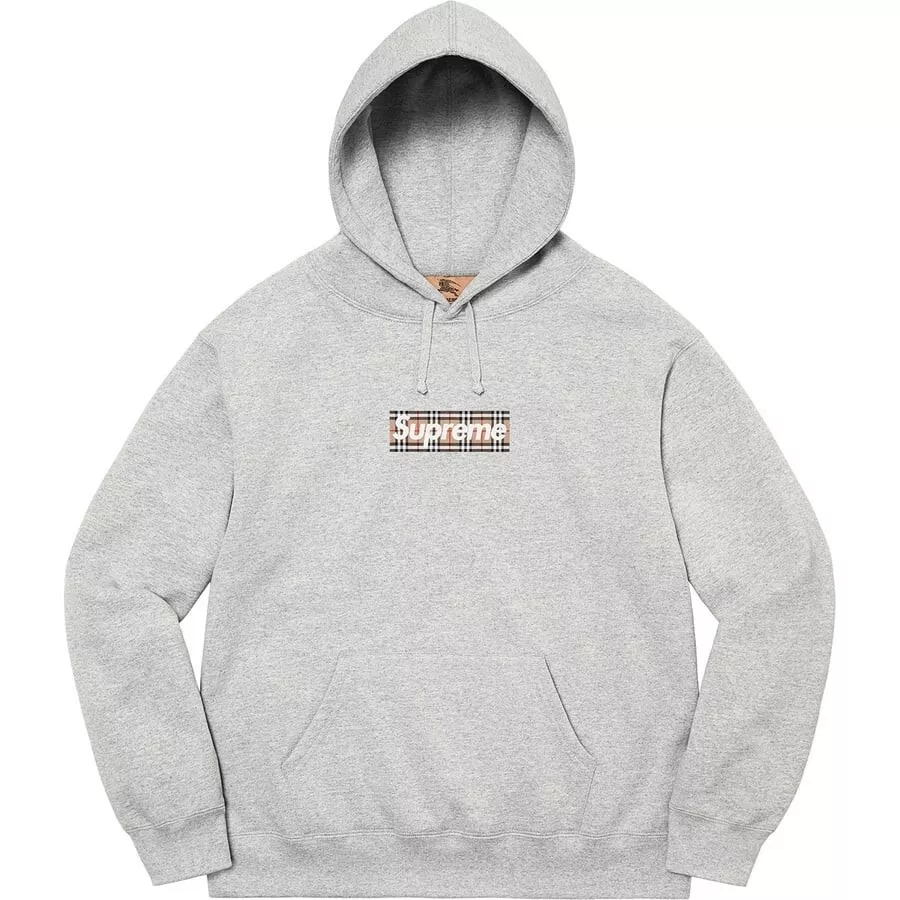 Sweat à capuche gris bruyère Supreme X Burberry Box taille M flambant neuf avec étiquettes SCELLÉES