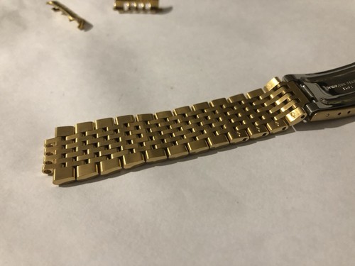 Omega Seamaster 18mm Rice Bead Yellow Gold Plated watch strap Band Curved Lugs - Picture 5 of 6