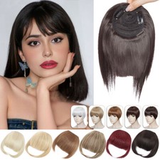 Clip in on Thin Neat Bangs Hair Front Fringe Hairpiece Hair Extensions AS Human