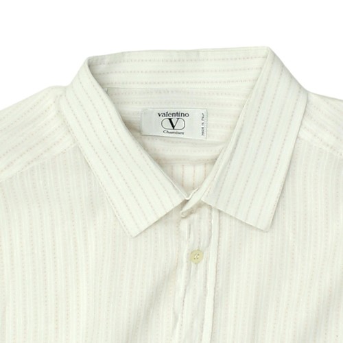 Valentino Mens White Pin Stripe Shirt | Vintage High End Designer Formal VTG - Picture 3 of 4