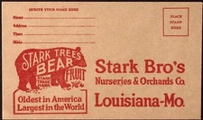Vintage Stark Bro's Nurseries Orchards Louisiana MO Bear Advertising Cover