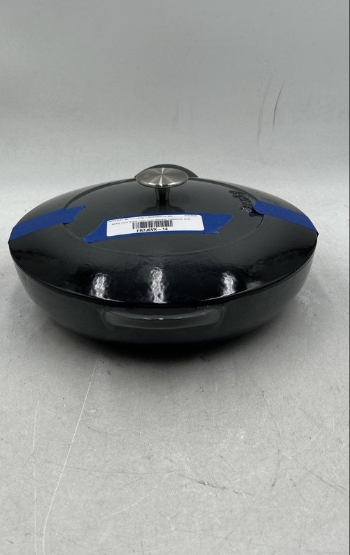 Denby Halo Black Cast Iron Shallow Cookware Handled Casserole Dish With Lid