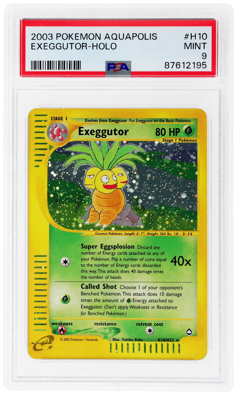 2003 Pokemon Aquapolis Exeggutor Holo #H10 PSA 9