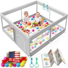 Baby Playpen with Mat 50x50 Inch Waterproof Indoor Safety Fence