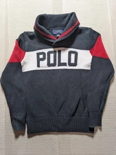 Polo Ralph Lauren Navy Shawl Collar Logo Nautical Sweater Youth Sz Medium 10/12