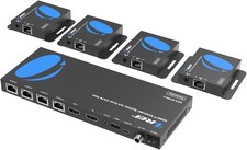 1x4 HDMI Extender Splitter Multiple Over Single Cable CAT6/7 1080P with IR Remot