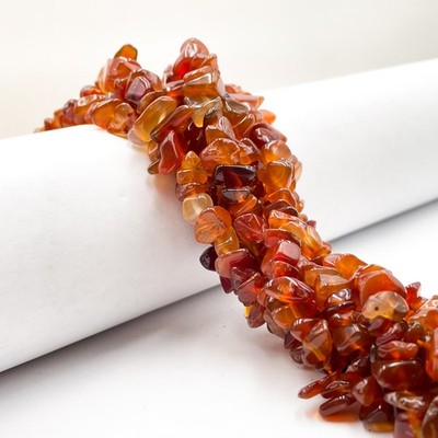 Natural Dark Carnelian Irregular Pebble Nugget Chips Approx. 7-8mm 36'' Strand