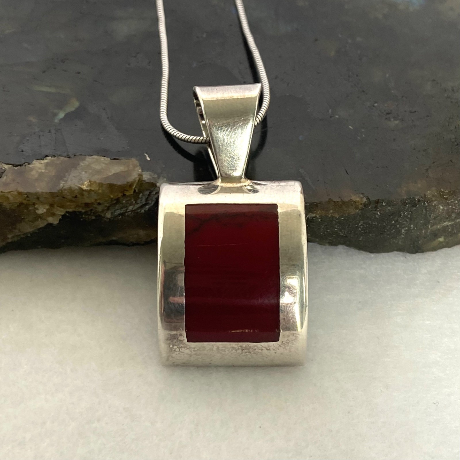 Solid Sterling Silver 925 Curved Sim Red Jasper P… - image 21